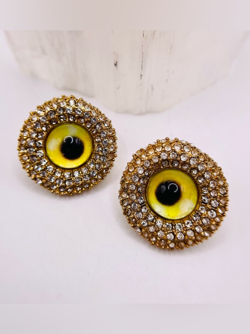 Crystal Green Eye Stud Earrings